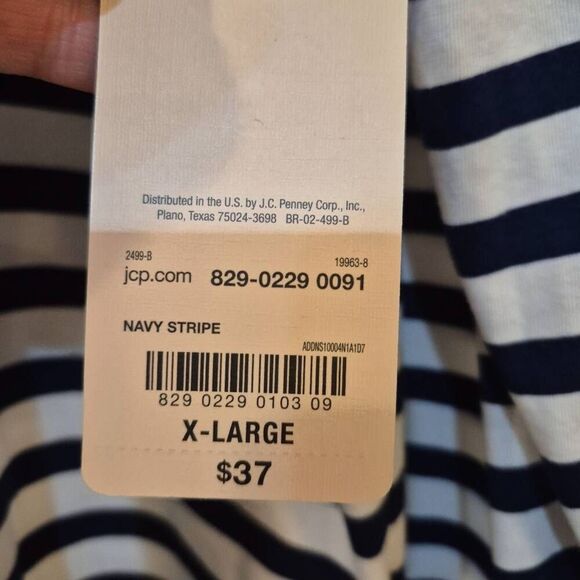 St. John's Bay Women's Navy & White Striped Cotton/Poly Lightweight Hoodie NEW - Picture 10 of 10